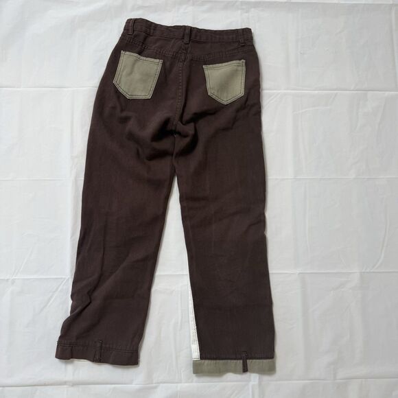 Colorblock Top-stitching Wide Leg Jeans size Large - Picture 7 of 9